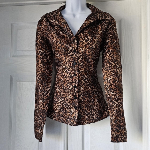 Preston & York Tops - Y2K vintage animal print cheetah print blouseSize 8
